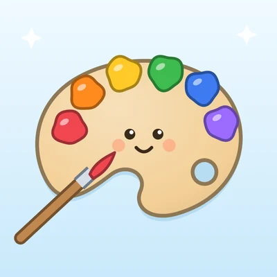 Colors category, a smiling paint palette