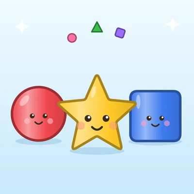 Shapes category, a circle, star and square